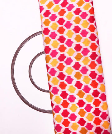 white red abstract print rayon fabric